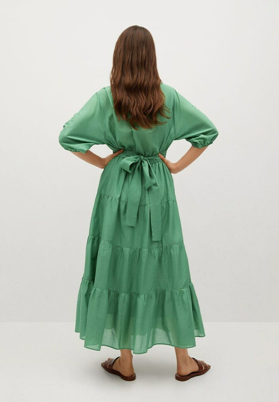 mango abito lungo verde