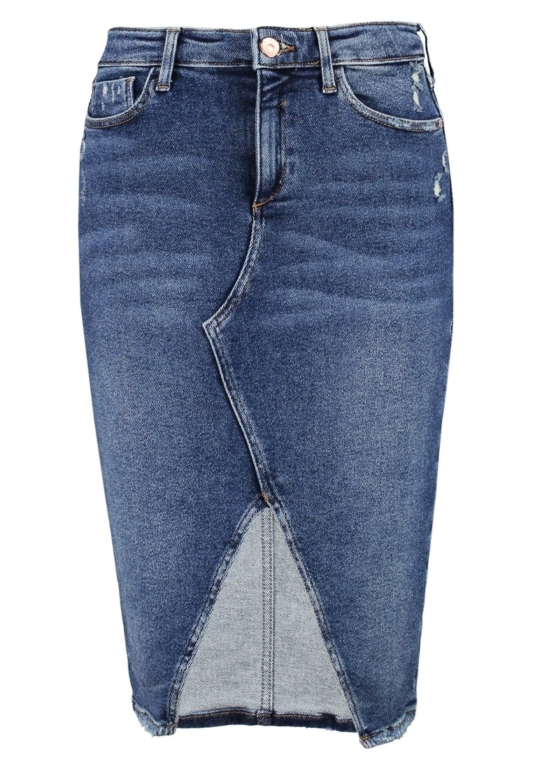 Jupe Crayon River Island Denim Bleu Taille 8 (femme) - Midi - Parfait état
