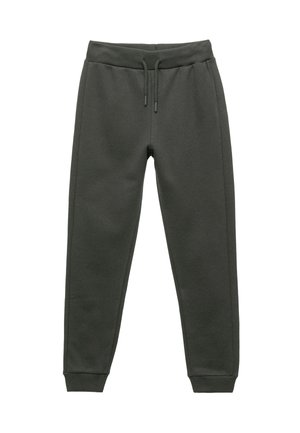 Dunkelgraue Sweatpants aus weichem Material, mit einem elastischen Taillenbund und Kordelzug sowie seitlichen Nähten für zusätzlichen Stil.