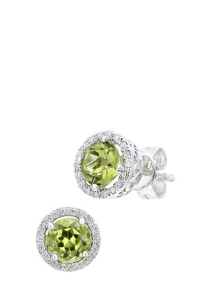 DIAMOND AND PERIDOT CIRCLE STUD - Náušnice - white gold-coloured