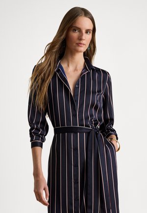 STRIPED SATIN CHARMEUSE SHIRTDRESS - Blusenkleid - navy/cream/garnet