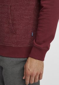 Felpa bordeaux con strisce testurizzate, polsini a coste e tasca frontale. Piccola etichetta con logo sul lato. Materiale morbido in misto cotone.