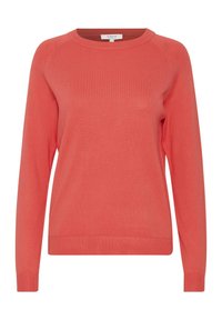 Maglione a collo rotondo in coral realizzato in un materiale a maglia leggero. Presenta un collo rotondo, maniche lunghe e polsini e orlo a coste.