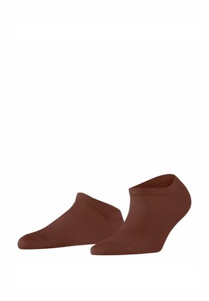 Bruine enkel sokken met een gladde textuur en elastische boorden. Het ontwerp heeft een lage snit boven de enkel voor discrete draagbaarheid.