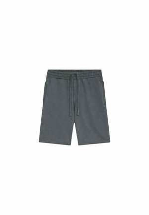 Shorts décontractés gris foncé avec taille élastique, cordon de serrage et poches latérales, présentés à plat sur un fond blanc.