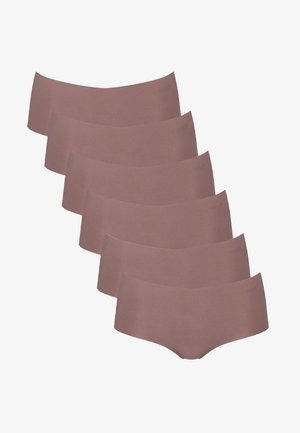 Set di sei culotte seamless in un elegante colore mauve. Realizzate in un tessuto morbido ed elastico con una superficie liscia e senza cuciture visibili.