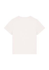Witte katoenen T-shirt met korte mouwen, een ronde hals en een relaxed fit. De stof heeft een gladde, zachte textuur.