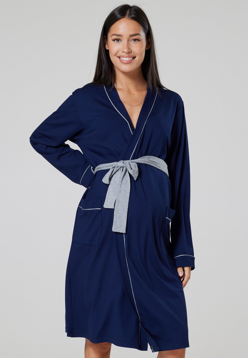 Happy Mama MATERNITY NURSING Dressing gown robe navy/dark blue