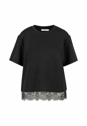 Coster Copenhagen, SWEAT BLOUSE WITH LACE - Тениска с щампа - black -