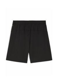 Melni sporta šorti ar elastīgu jostu, gluda tekstūra un minimālistisks dizains. Divas aizmugurējās kabatas praktiskai lietošanai.