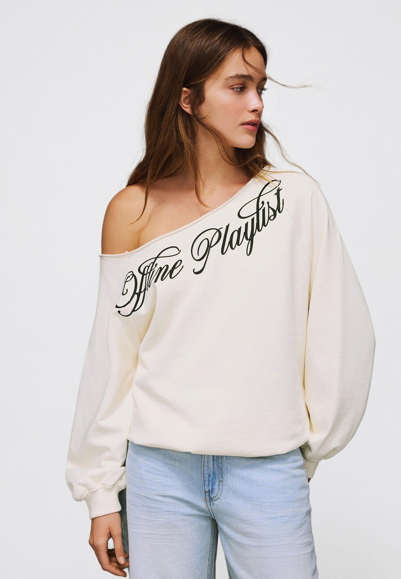 Bershka BARDOT NECKLINE - Sweatshirt - beige