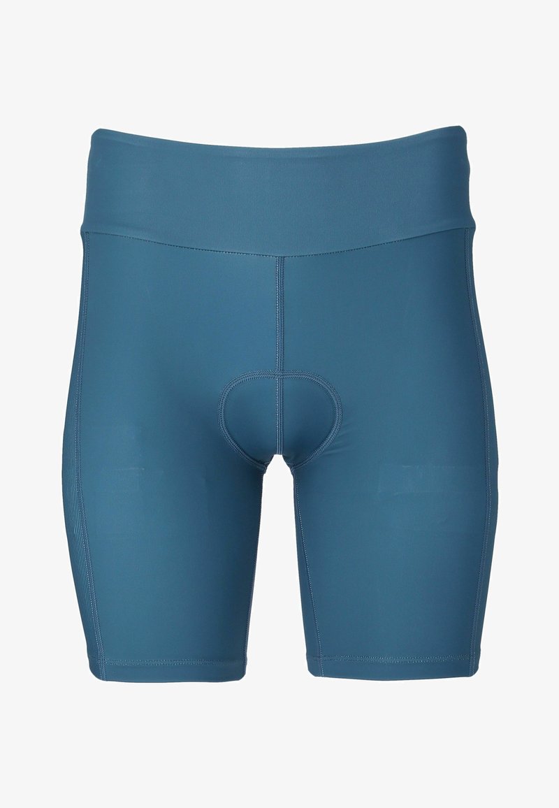Herrarnas badshorts i en enfärgad teal färg, tillverkade av ett slätt, stretchigt tyg med en åtsittande design och förstärkt sömnad längs sömmarna.