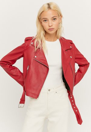 Faux leather jacket - red
