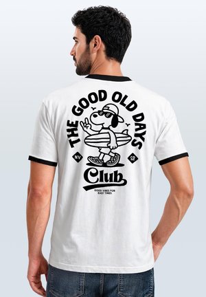 Neverless, HERREN T-SHIRT RETRO KONTRASTBUND - DESIGN GOOD OLD DAYS- - T-Shirt print - slim-fit weiß-schwarz