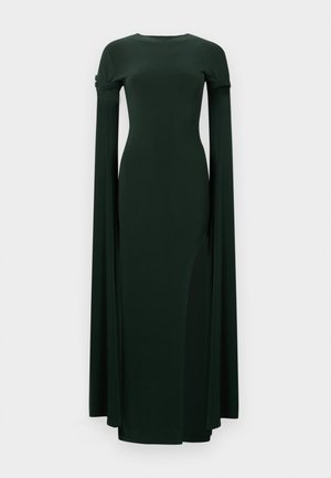 OPEN BACK SLEEVE WIDE SLIT GOWN - Alkalmi viselet - dark emerald