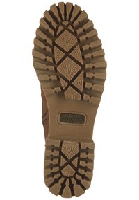 Brązowa podeszwa gumowa z głębokim wzorem bieżnika i teksturowanymi akcentami, z logo marki "Blowfish" po boku.