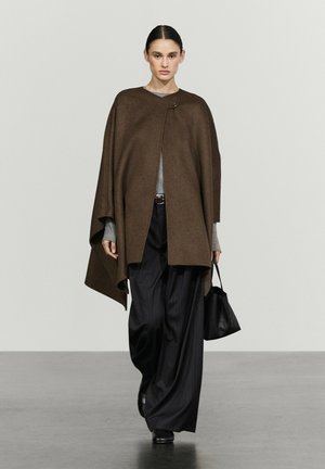 Massimo Dutti, Poncho - mottled dark brown