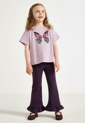 Lindex, LINDEX CROPPED SHORT-SLEEVED TOP WITH SEQUINS LINDEX - T-shirts print - light dusty lilac