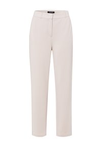 Beige op maat gemaakte broek van gladde stof. Voorzien van een ritssluiting en twee voorzakken. Recht gesneden ontwerp met een gestroomlijnd silhouet.