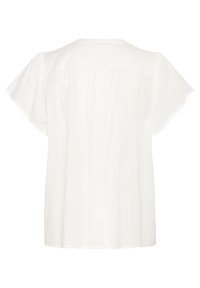 Blouse blanche à manches courtes volantées et coupe décontractée. Fabriquée en tissu léger avec un pli dans le dos. Design simple et épuré.