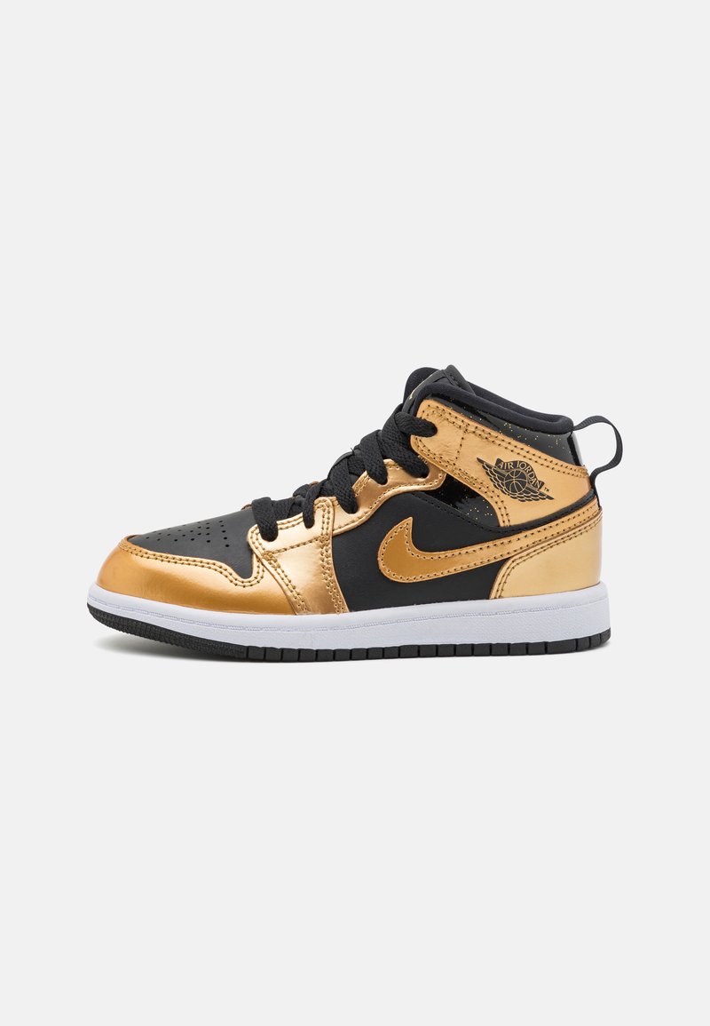 Jordan 1 MID SE UNISEX Basketball shoes black/metallic gold/white