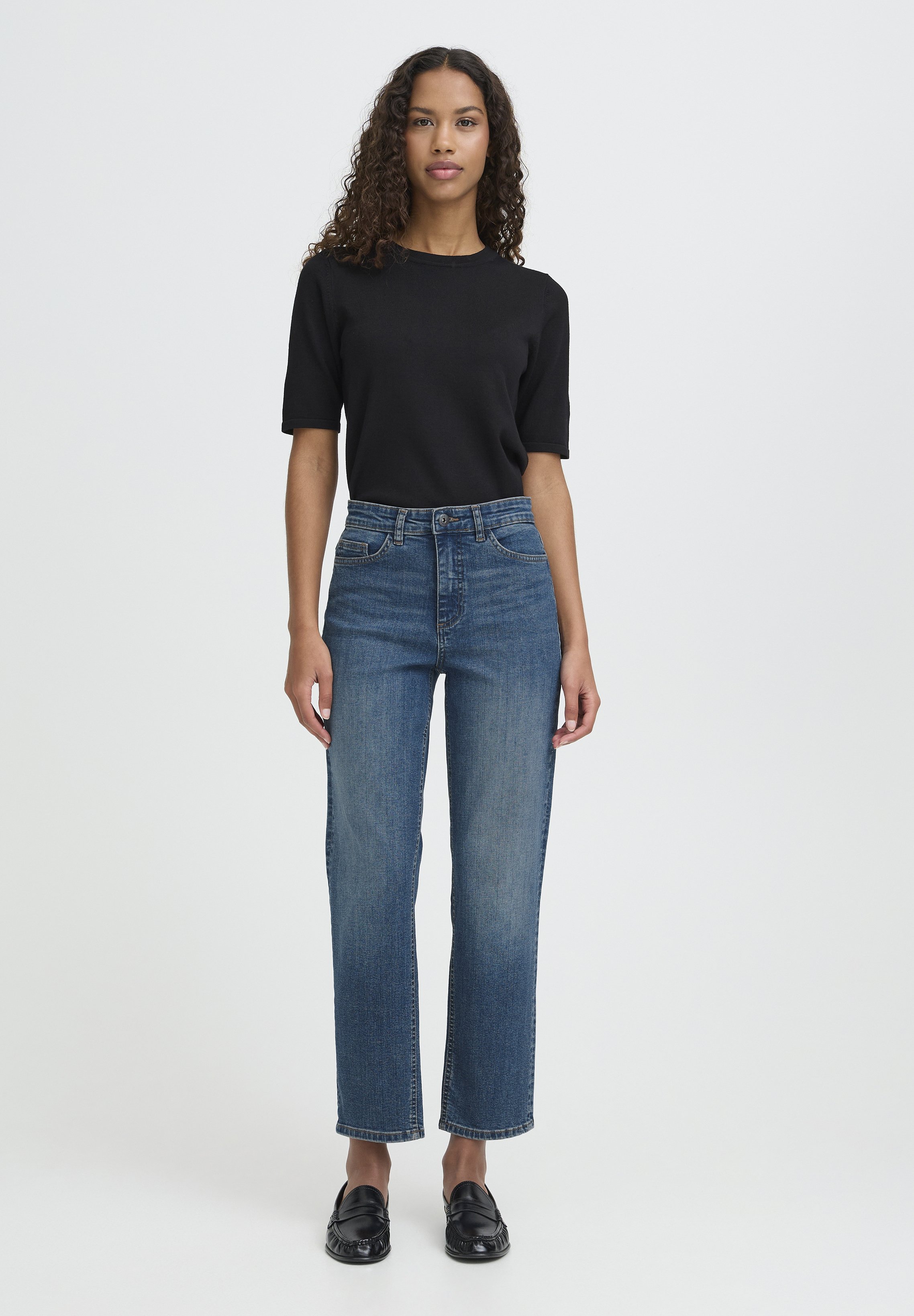 ICHI IHTWIGGY RAVEN - Jeans straight leg - medium blue/blå denim