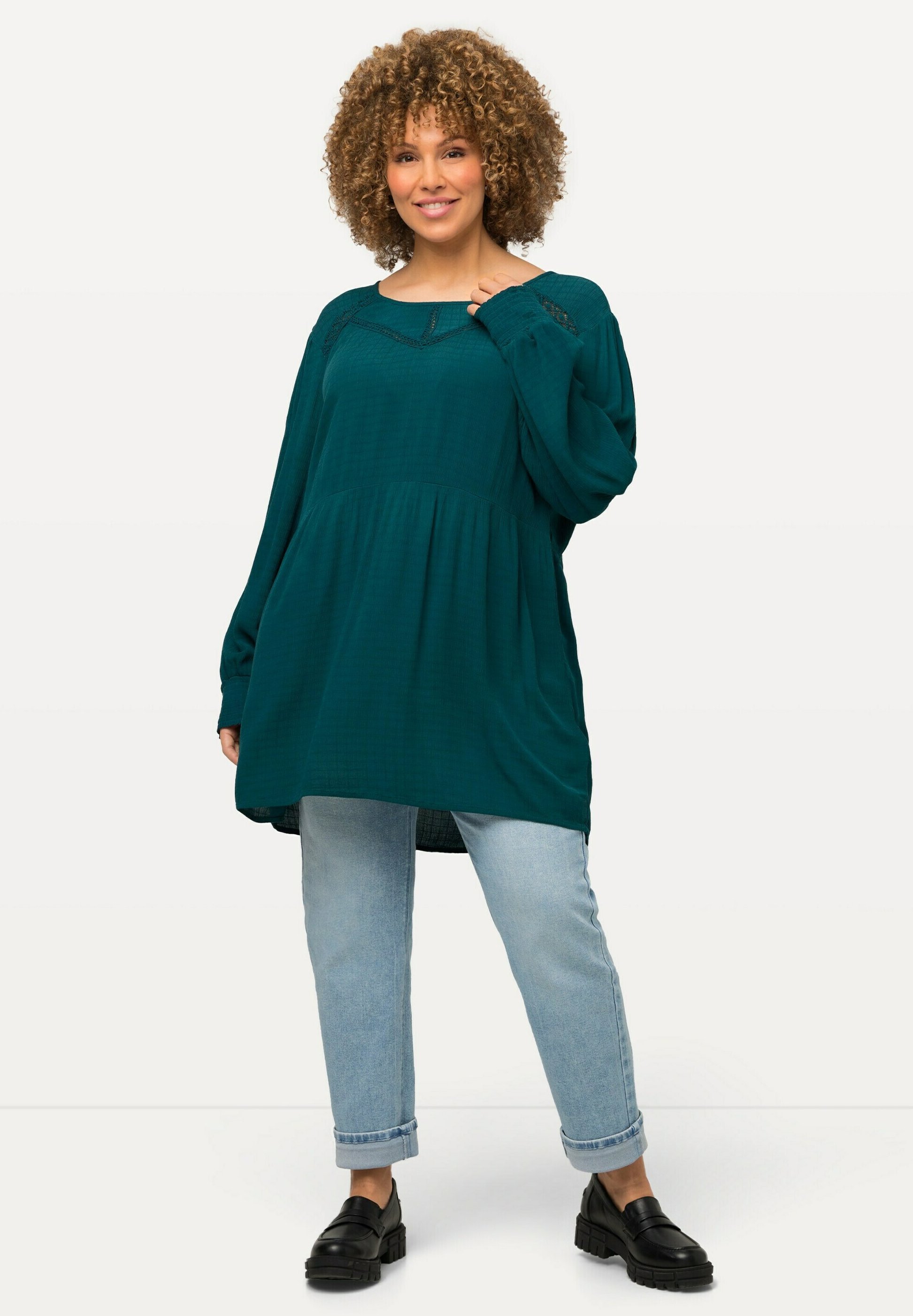 ULLA POPKEN - Confezione Da 2 Canotte Donna - Taglie Forti - Uni E Righe - Scollo A V, Puro Cotone