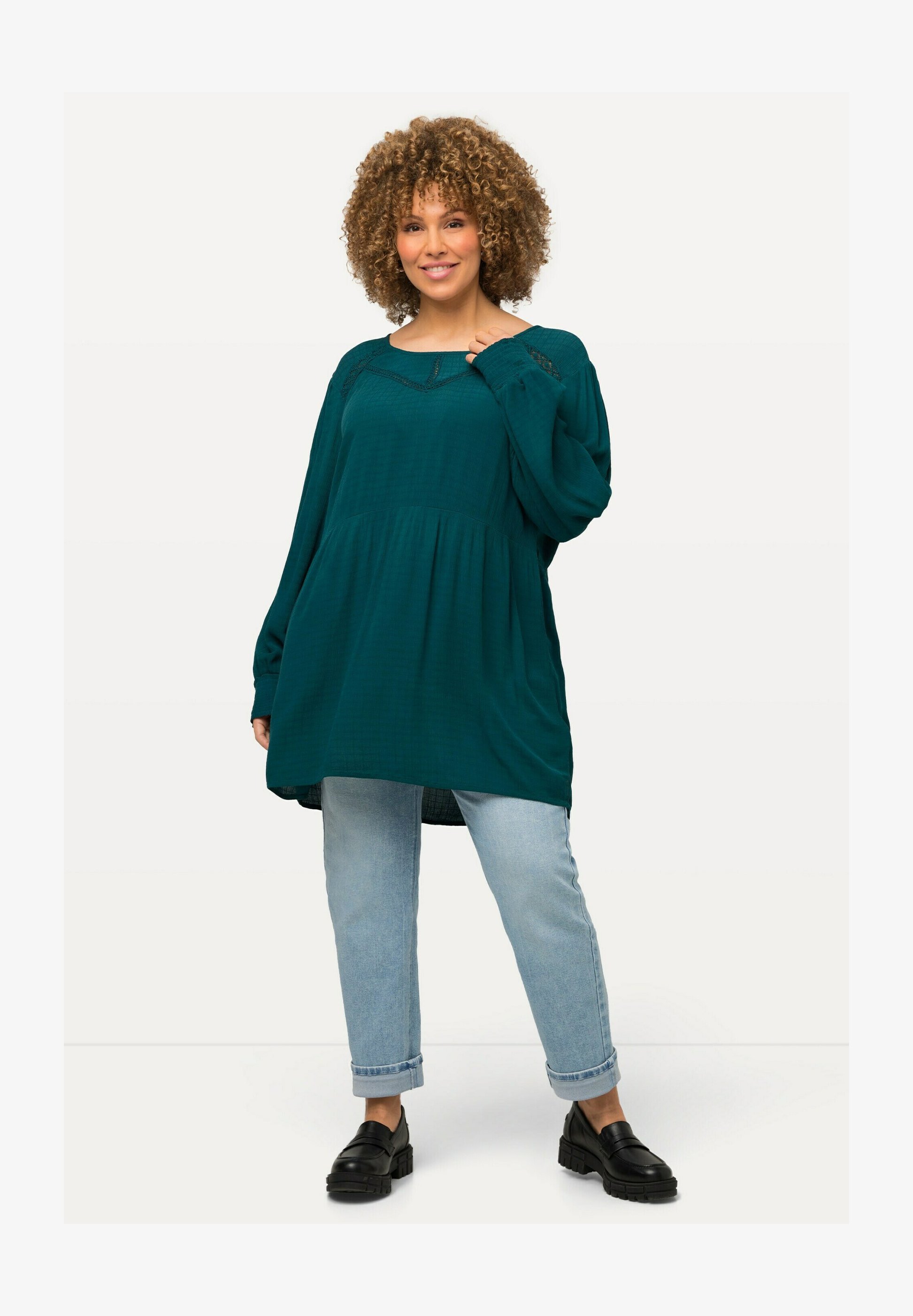ULLA POPKEN - Confezione Da 2 Canotte Donna - Taglie Forti - Uni E Righe - Scollo A V, Puro Cotone