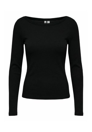 Pieces, LONG SLEEVED TOP PCSOF BOATNECK - Μπλούζα με μακριά μανίκια - black