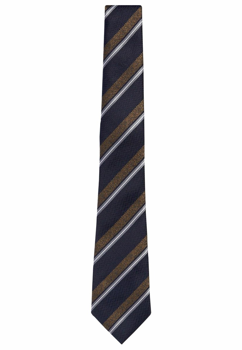 Next PATTERN - Krawatte - navy blue neutral brown stripe