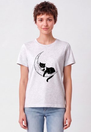 watapparel, KATZE AUF DEM MOND - T-shirt print - cool heather grey