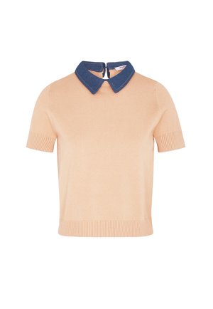Morgan, MORGAN MORGAN SWEATER WITH A FOLDED COLLAR - T-shirt basic - camel