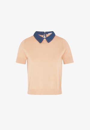 Morgan, MORGAN MORGAN SWEATER WITH A FOLDED COLLAR - T-Shirt basic - camel