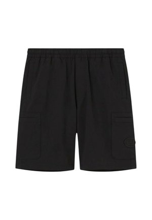 Pantaloncini casual neri con vita elastica, due tasche laterali e una piccola toppa con logo sulla tasca della gamba destra.