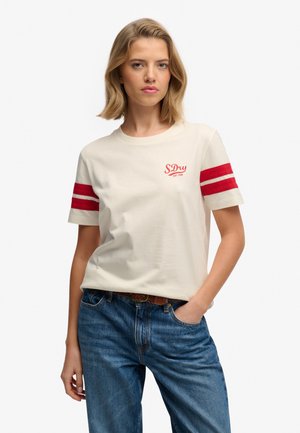 VARSITY STRIPE SCRIPT - T-shirt imprimé - cream