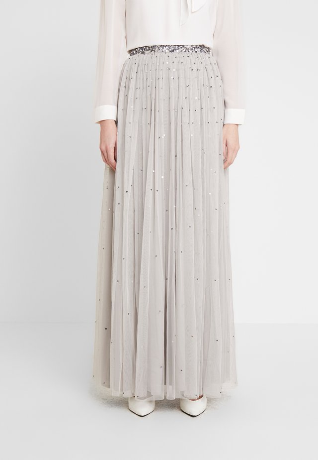 SCATTER SEQUIN SKIRT WITH EMBELLISHED WAISTBAND - Maxi skirt - grey