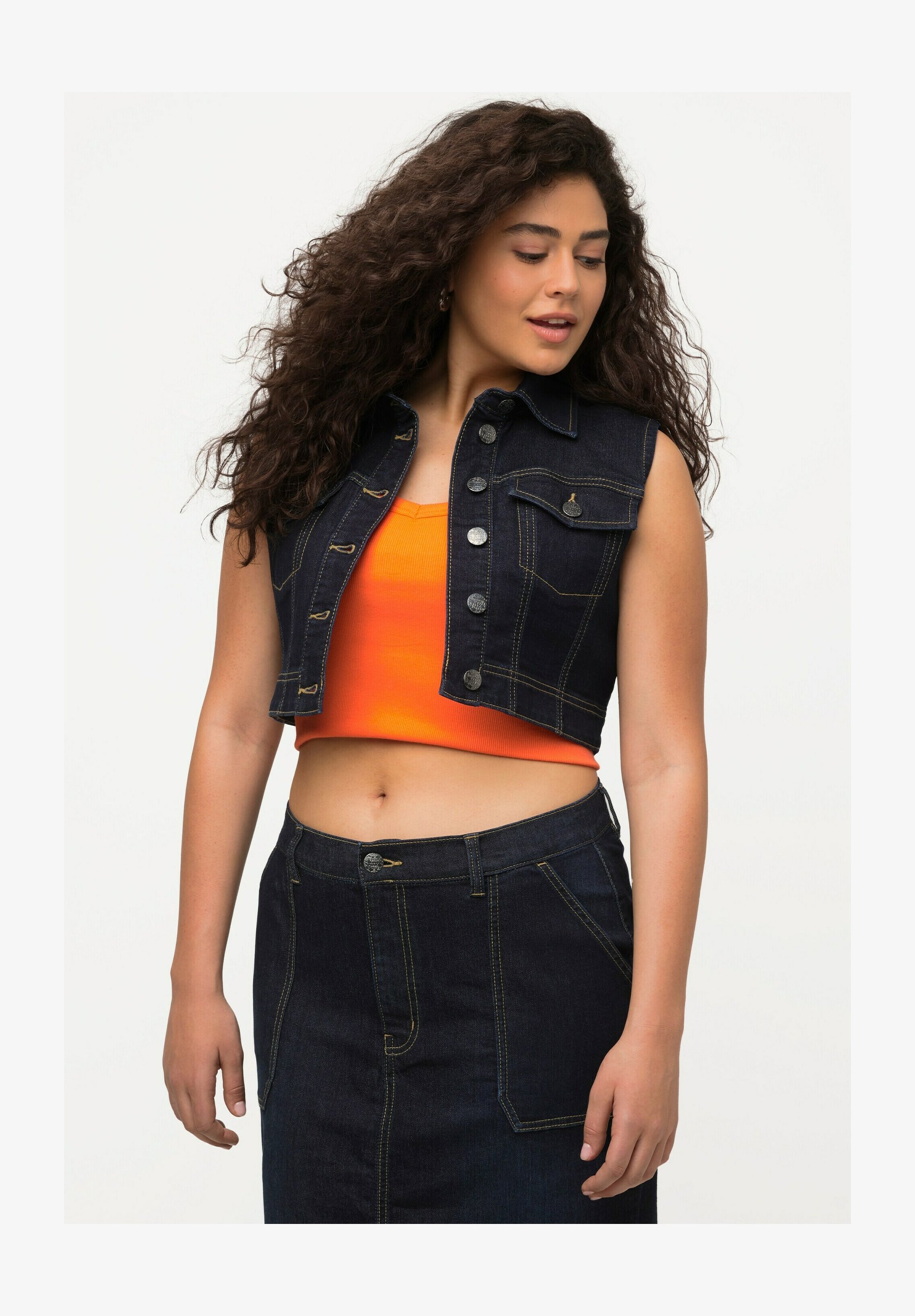 Gilet Corto In Denim Da Donna - Senza Maniche, Scollo A V, Bottoni Frontali, Stile Cowgirl E Streetwear - Estivo