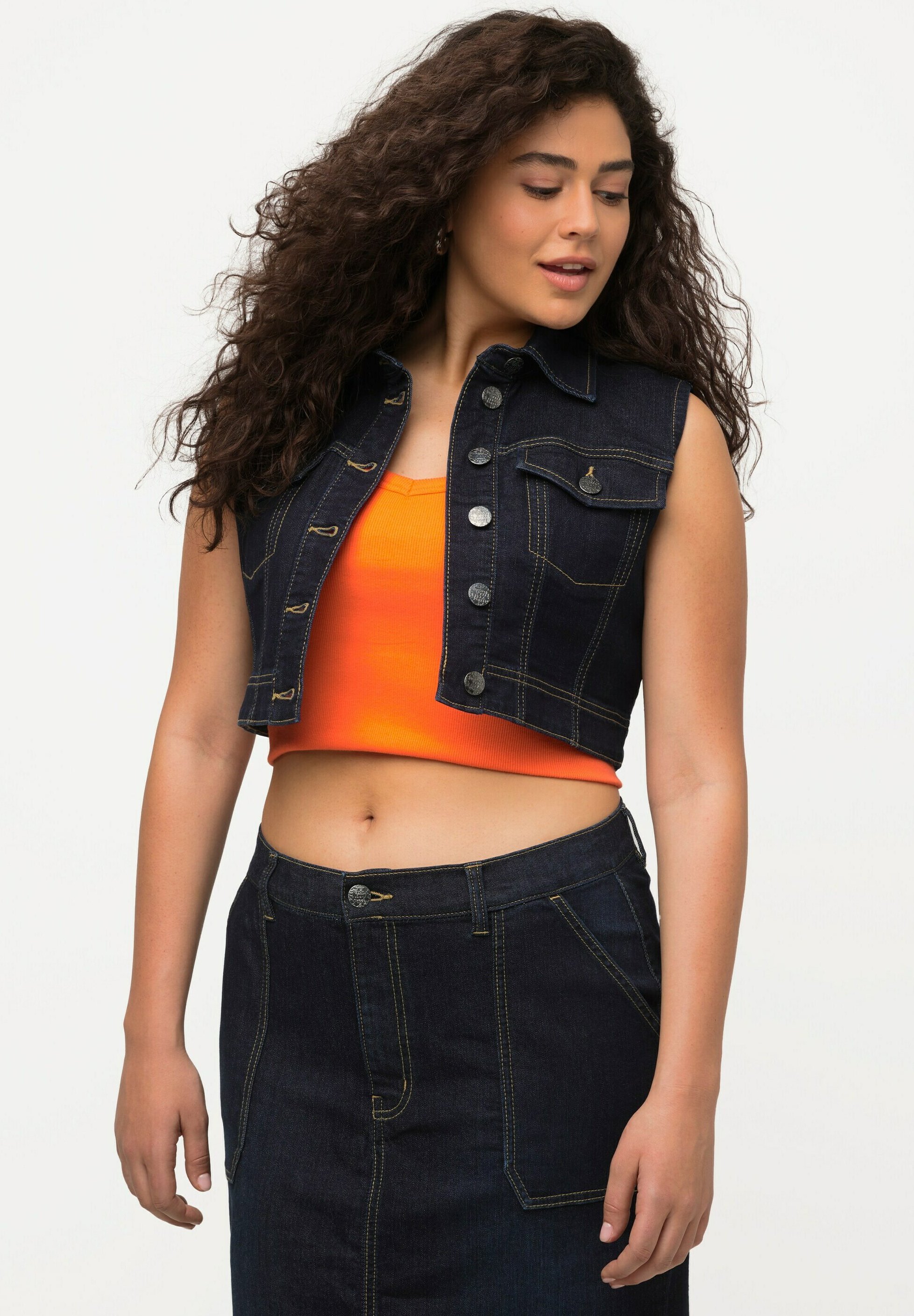 Gilet Corto In Denim Da Donna - Senza Maniche, Scollo A V, Bottoni Frontali, Stile Cowgirl E Streetwear - Estivo