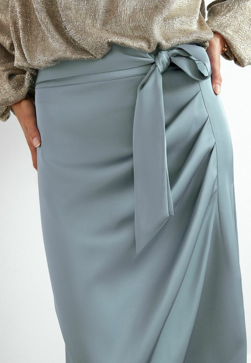 Next Tailored Satin Wrap Skirt Wrap skirt grey/bluegrey Zalando.de