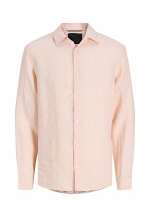 Camicia rosa chiaro a maniche lunghe con bottoni e colletto, realizzata in un tessuto morbido e strutturato.