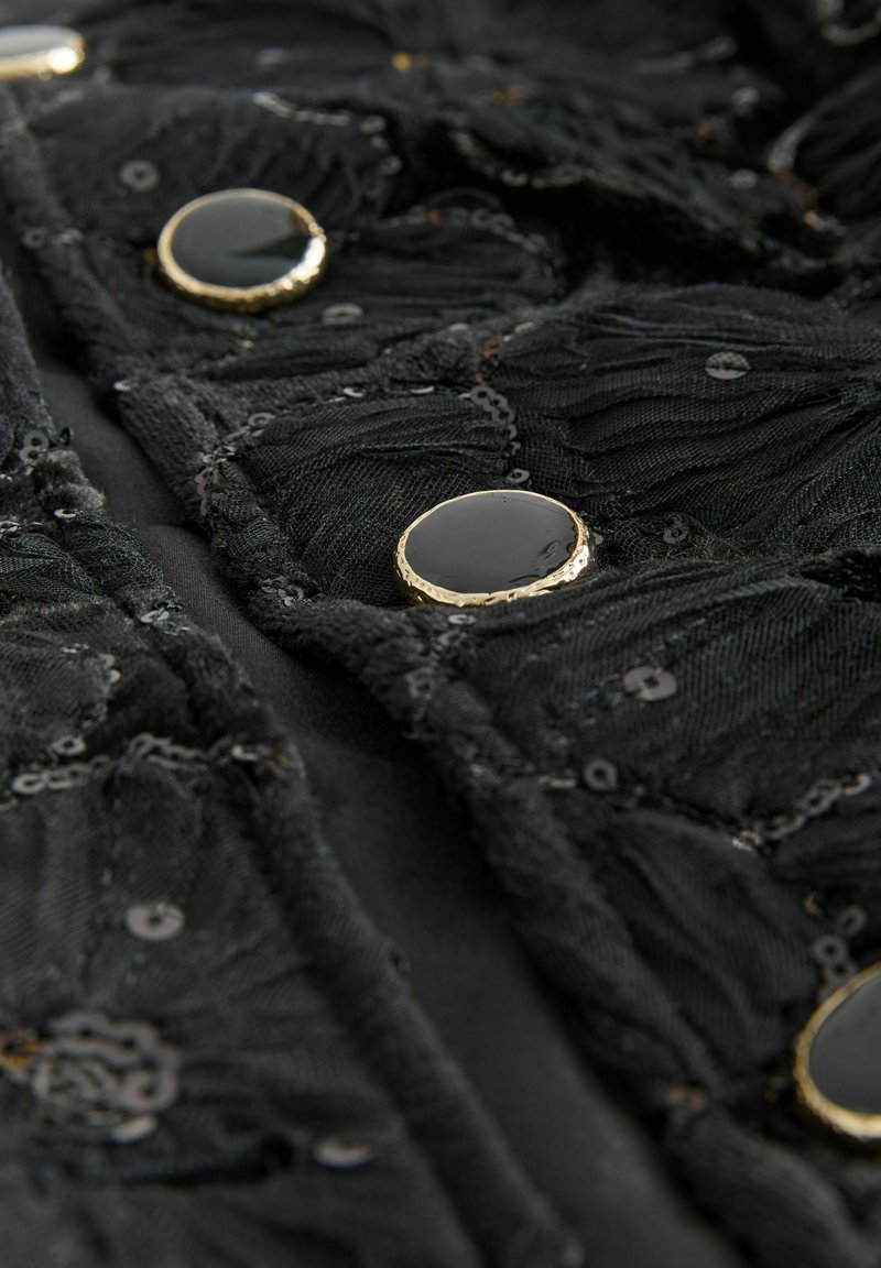 Veste Blazer Femme Next En Laine Noire - Taille 12, Broderie Florale, Occasion Très Bon état, Doublure Acrylique