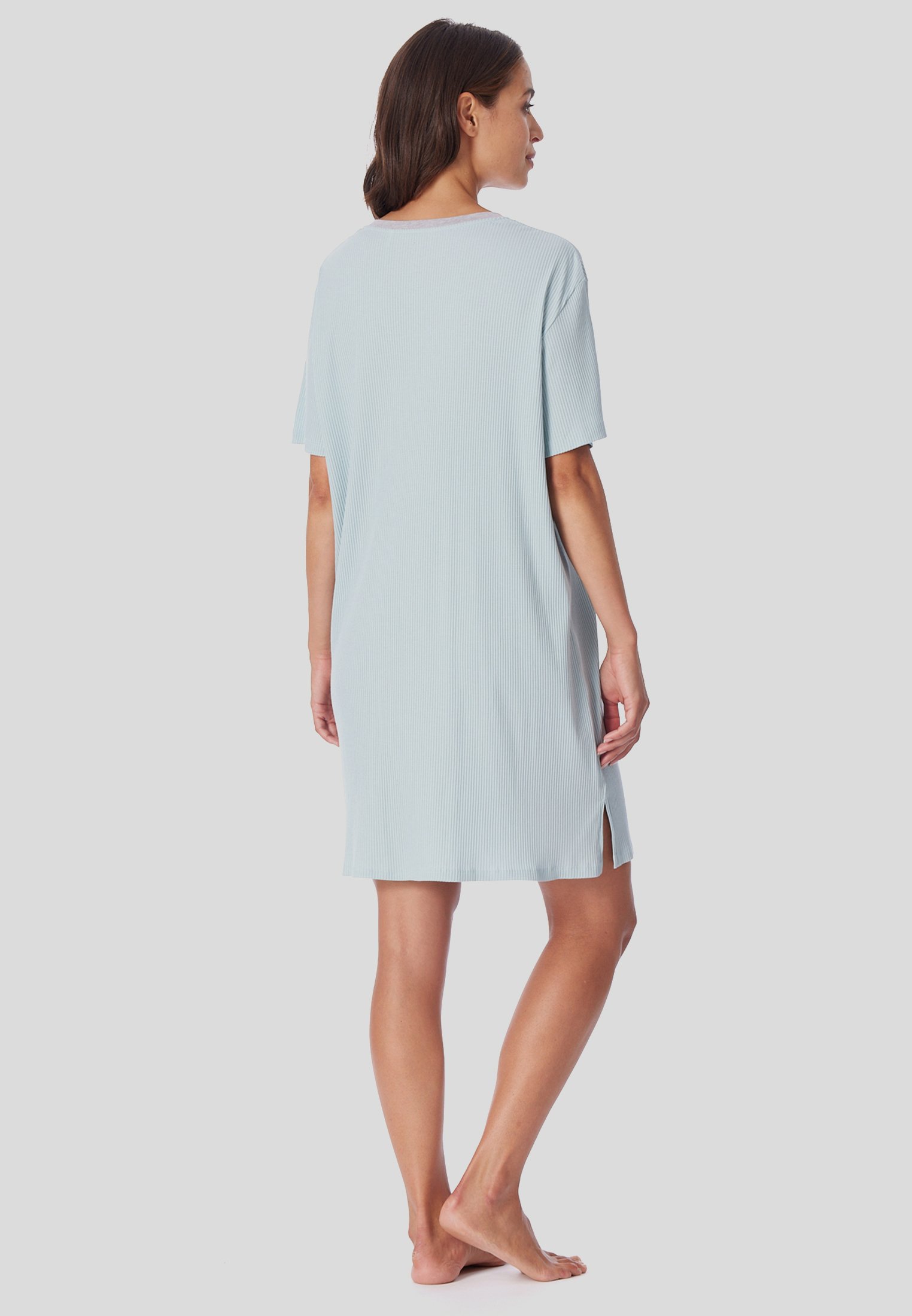 Schiesser Damen Nachthemd Kurzarm – Bequemes Nachtkleid Mit Taschen | Single Jersey | Gestreift | Für Erholsamen Schlaf