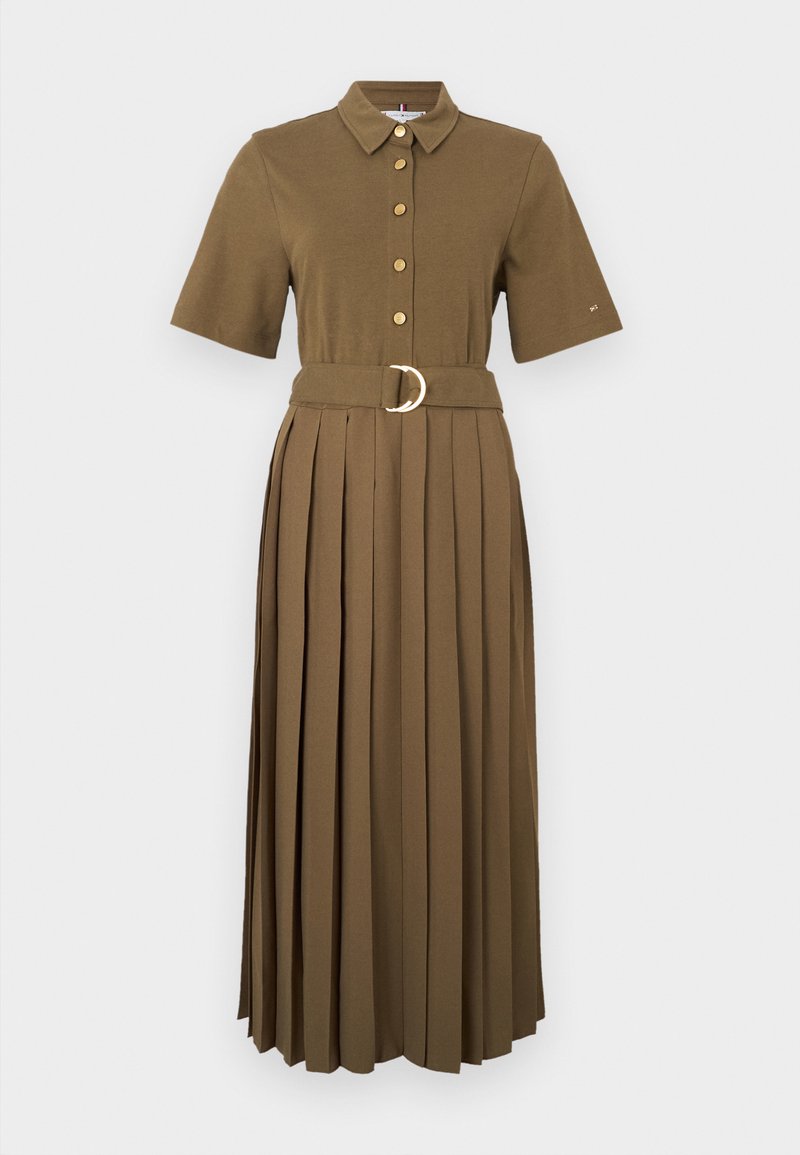 Tommy Hilfiger GOLD-TONE BUTTON BELTED MINI FLARE DRESS - Shirt dress - mediterranean olive/olive - Zalando.co.uk Tommy Hilfiger GOLD-TONE BUTTON BELTED MINI FLARE DRESS - Shirt dress - mediterranean olive/olive - Zalando.co.uk