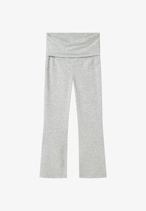 Leggings svasati grigi in tessuto morbido e strutturato. Presentano una fascia larga piegata in vita per il massimo comfort e una silhouette liscia in tutta la lunghezza.