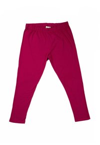 Leggings fucsia con cintura elastica, tessuto leggero, design affusolato e texture liscia senza motivi o accessori visibili.
