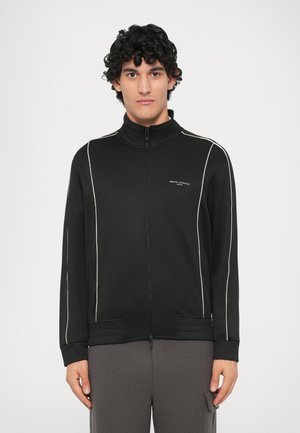Bluză de molton cu fermoar - black