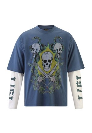 Ed Hardy MENS SKULL KING DOUBLE LAYER LONG SLEEVE - Long sleeved top - blue white