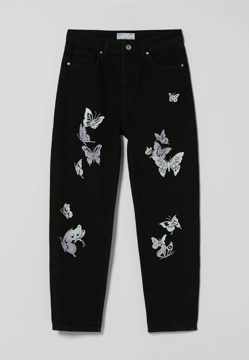 Damen Skinny | Bershka BUTTERFLY Jeans Slim Fit black/schwarz - BQ36261 Damen Skinny | Bershka BUTTERFLY Jeans Slim Fit black/schwarz - BQ36261