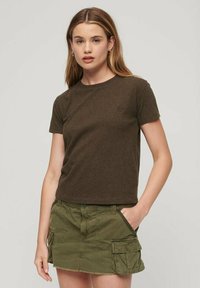Superdry & Co ESSENTIAL LOGO - T-shirt basic - dark chocolate brown marl