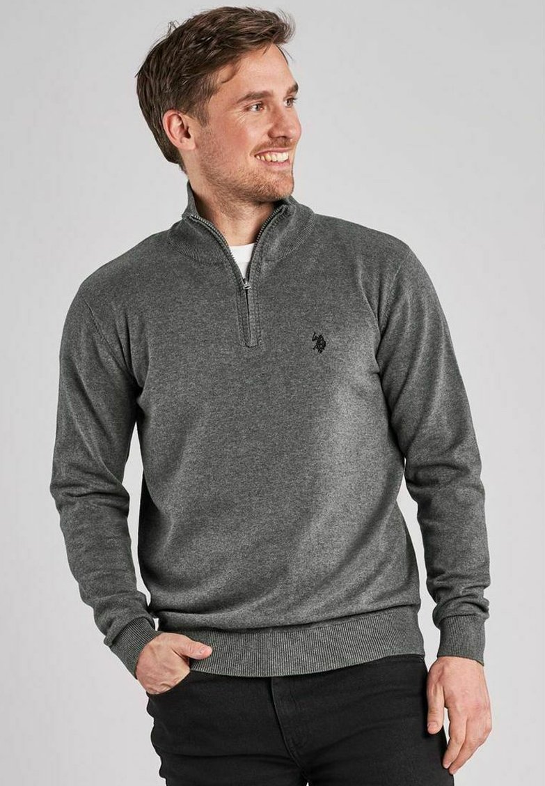 U.S. Polo Assn. - BRISON HALF-ZIP - Strickpullover - medium grey melange, Vergrößern